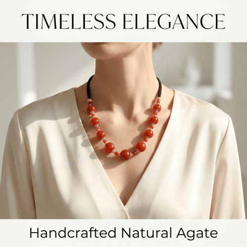 Palace Wall Crimson Shadow Clavicle Chain  14.8MM Chinese Imperial Red Agate Wearable Talismans