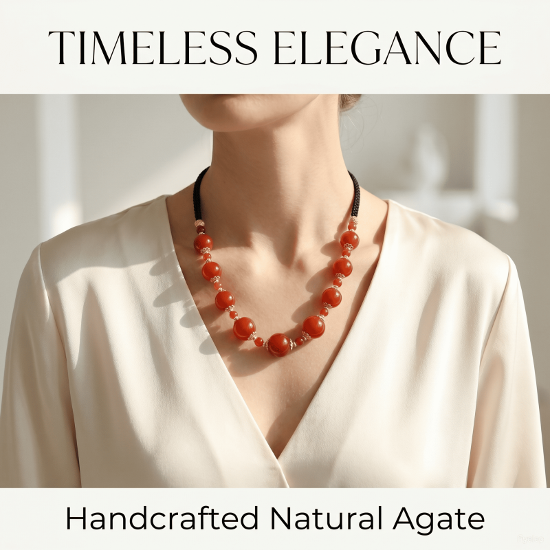 Palace Wall Crimson Shadow Clavicle Chain  14.8MM Chinese Imperial Red Agate Wearable Talismans