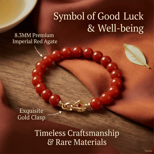 Imperial Red Blessing  Bracelet  8.3MM  Chinese Imperial Red Agate Wearable Talismans