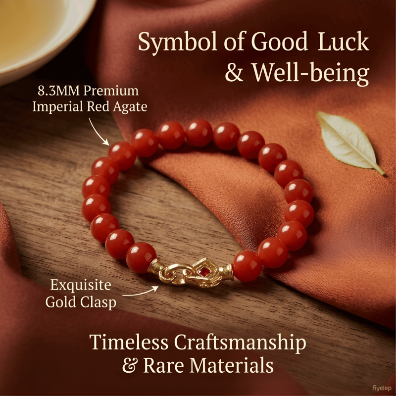 Imperial Red Blessing  Bracelet  8.3MM  Chinese Imperial Red Agate Wearable Talismans