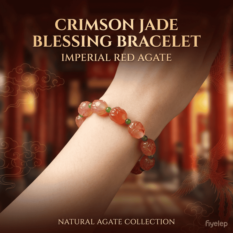  Crimson Jade Blessing Bracelet Chinese Imperial Red Agate   Wearable Talismans