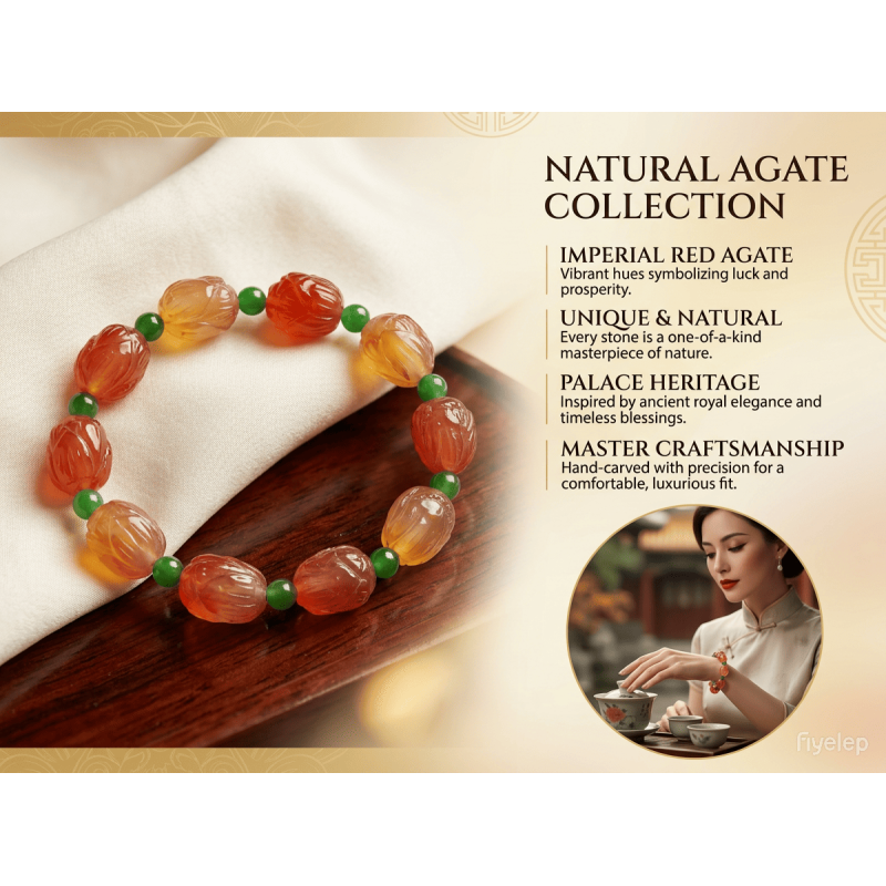  Crimson Jade Blessing Bracelet Chinese Imperial Red Agate   Wearable Talismans 