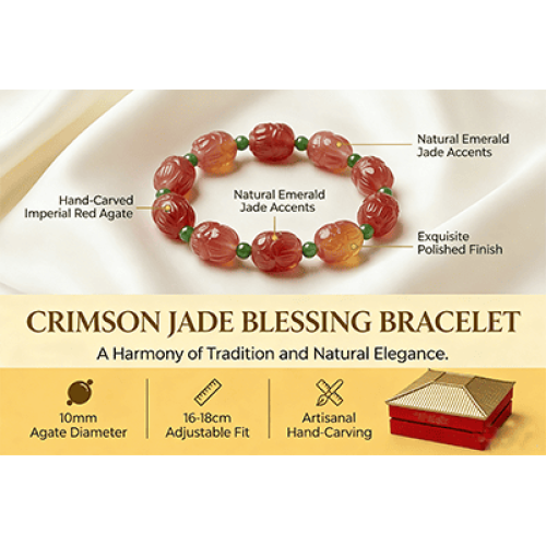  Crimson Jade Blessing Bracelet Chinese Imperial Red Agate   Wearable Talismans