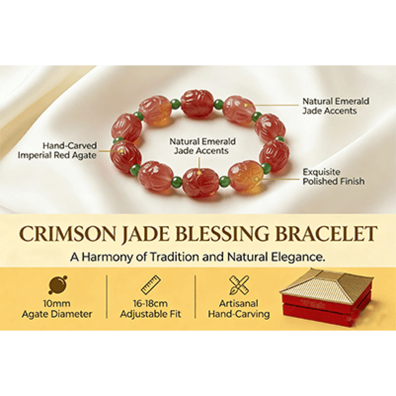  Crimson Jade Blessing Bracelet Chinese Imperial Red Agate   Wearable Talismans 