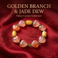 Golden Branch & Jade Dew Royal Custom Bracelet   Chinese Imperial Red Agate Wearable Talismans